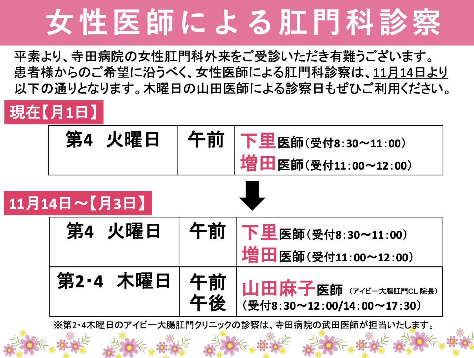 女性　肛門 11月より木曜日に肛門科女性外来が開始します | 医療法人社団俊和会 寺田病院